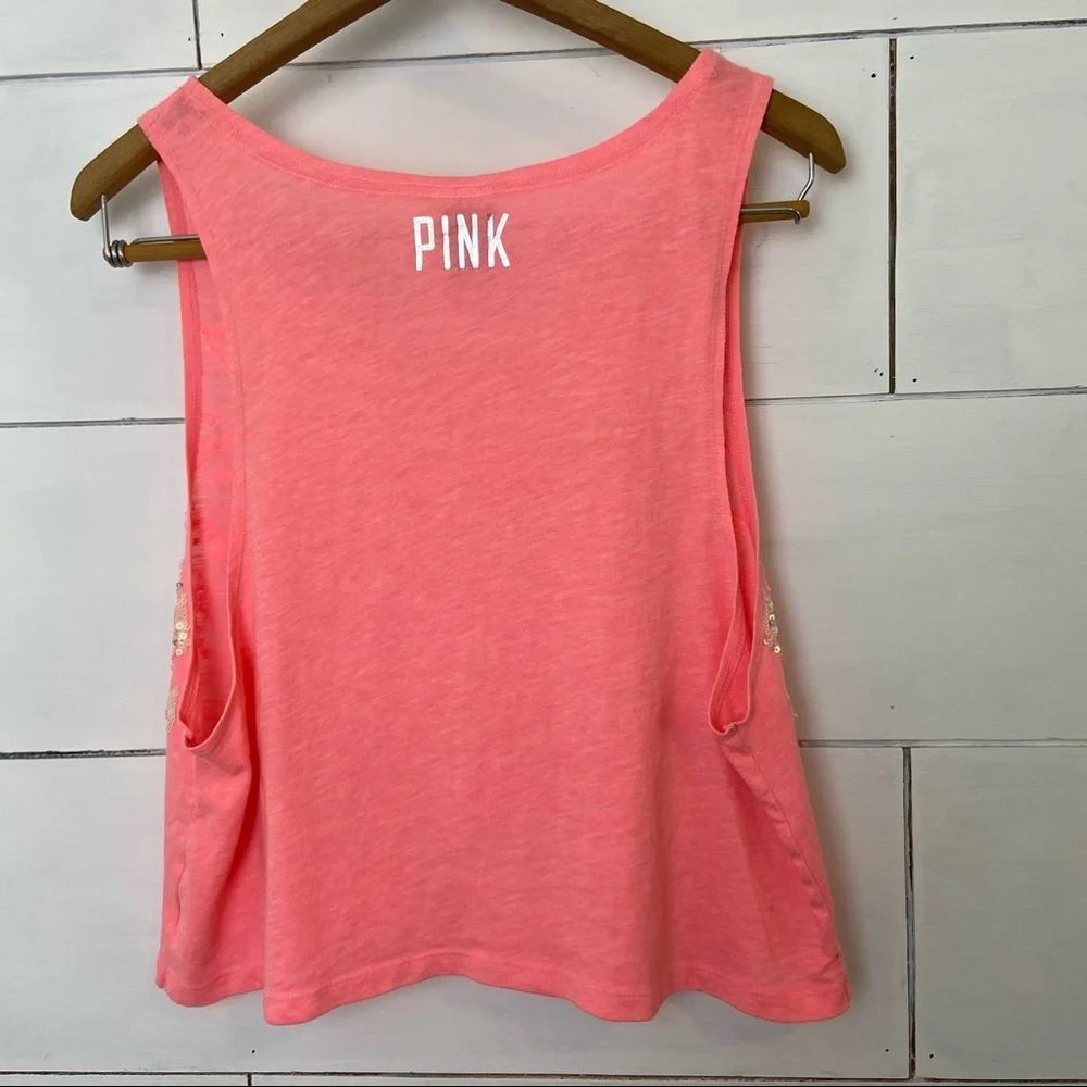 Pink Victoria’s Secret Sequined Crop Tank Top. Size Small - Picture 4 of 8